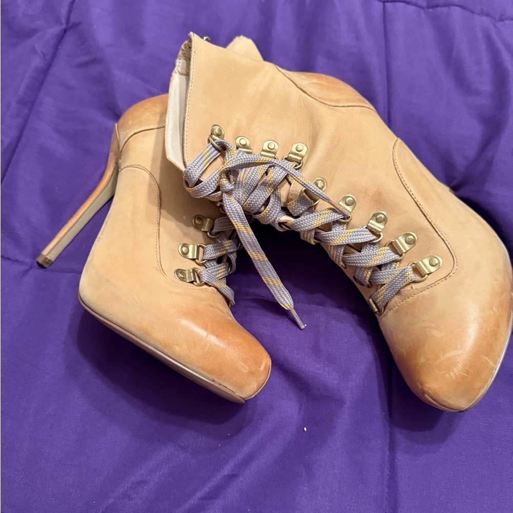 Boutique 9 Tan genuine leather Lace-Up Women's Boots